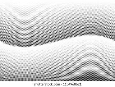 Abstract halftone wave dotted background. Halftone twisted grunge pattern, dot, circle.  Vector modern optical halftone pop art texture for poster, business card, cover, label mock-up, sticker layout