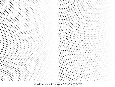 Abstract halftone wave dotted background. Halftone twisted grunge pattern, dot, circle.  Vector modern optical halftone pop art texture for poster, business card, cover, label mock-up, sticker layout