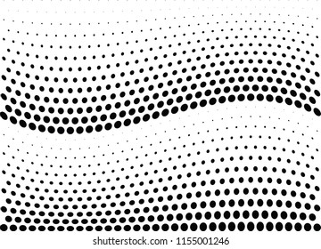 Abstract halftone wave dotted background. Halftone twisted grunge pattern, dot, circle.  Vector modern optical halftone pop art texture for poster, business card, cover, label mock-up, sticker layout