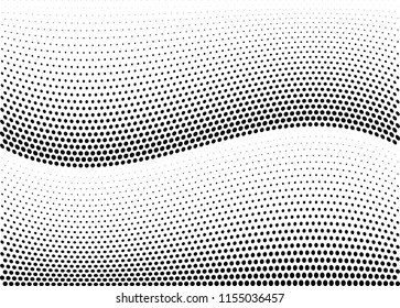 Abstract halftone wave dotted background. Halftone twisted grunge pattern, dot, circle.  Vector modern optical halftone pop art texture for poster, business card, cover, label mock-up, sticker layout