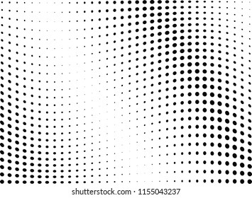 Abstract halftone wave dotted background. Halftone twisted grunge pattern, dot, circle.  Vector modern optical halftone pop art texture for poster, business card, cover, label mock-up, sticker layout