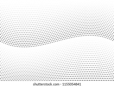 Abstract halftone wave dotted background. Halftone twisted grunge pattern, dot, circle.  Vector modern optical halftone pop art texture for poster, business card, cover, label mock-up, sticker layout