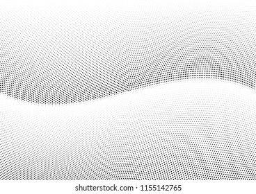 Abstract halftone wave dotted background. Halftone twisted grunge pattern, dot, circle.  Vector modern optical halftone pop art texture for poster, business card, cover, label mock-up, sticker layout