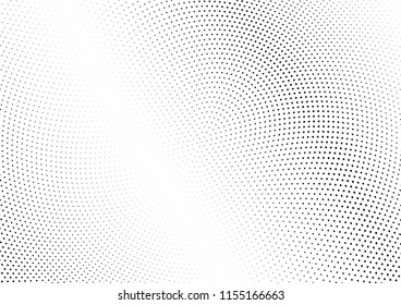 Abstract halftone wave dotted background. Halftone twisted grunge pattern, dot, circle.  Vector modern optical halftone pop art texture for poster, business card, cover, label mock-up, sticker layout