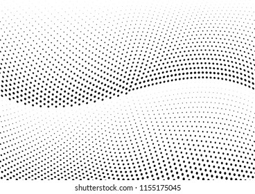 Abstract halftone wave dotted background. Halftone twisted grunge pattern, dot, circle.  Vector modern optical halftone pop art texture for poster, business card, cover, label mock-up, sticker layout