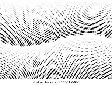 Abstract halftone wave dotted background. Halftone twisted grunge pattern, dot, circle.  Vector modern optical halftone pop art texture for poster, business card, cover, label mock-up, sticker layout