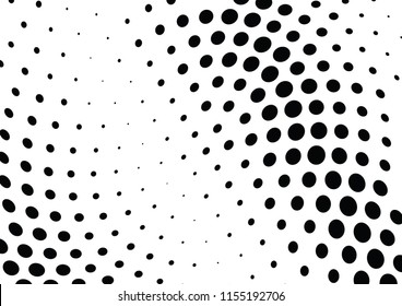 Abstract halftone wave dotted background. Halftone twisted grunge pattern, dot, circle.  Vector modern optical halftone pop art texture for poster, business card, cover, label mock-up, sticker layout