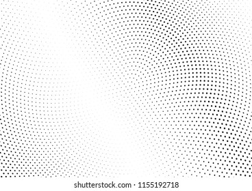 Abstract halftone wave dotted background. Halftone twisted grunge pattern, dot, circle.  Vector modern optical halftone pop art texture for poster, business card, cover, label mock-up, sticker layout