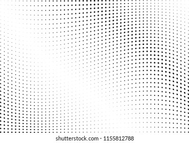Abstract halftone wave dotted background. Halftone twisted grunge pattern, dot, circle.  Vector modern optical halftone pop art texture for poster, business card, cover, label mock-up, sticker layout