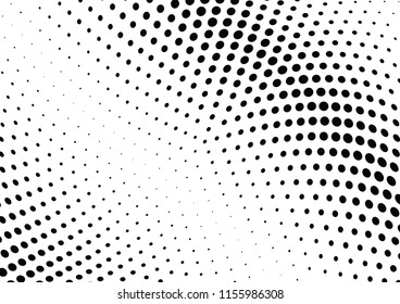 Abstract halftone wave dotted background. Halftone twisted grunge pattern, dot, circle.  Vector modern optical halftone pop art texture for poster, business card, cover, label mock-up, sticker layout