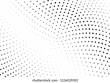 Abstract halftone wave dotted background. Halftone twisted grunge pattern, dot, circle.  Vector modern optical halftone pop art texture for poster, business card, cover, label mock-up, sticker layout