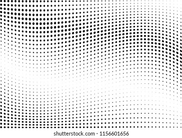 Abstract halftone wave dotted background. Halftone twisted grunge pattern, dot, circle.  Vector modern optical halftone pop art texture for poster, business card, cover, label mock-up, sticker layout