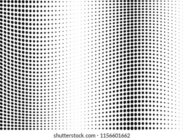 Abstract halftone wave dotted background. Halftone twisted grunge pattern, dot, circle.  Vector modern optical halftone pop art texture for poster, business card, cover, label mock-up, sticker layout