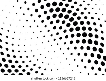 Abstract halftone wave dotted background. Halftone twisted grunge pattern, dot, circle.  Vector modern optical halftone pop art texture for poster, business card, cover, label mock-up, sticker layout