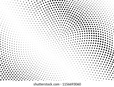 Abstract halftone wave dotted background. Halftone twisted grunge pattern, dot, circle.  Vector modern optical halftone pop art texture for poster, business card, cover, label mock-up, sticker layout