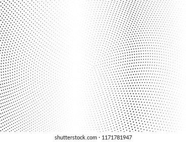 Abstract halftone wave dotted background. Halftone twisted grunge pattern, dot, circle.  Vector modern optical halftone pop art texture for poster, business card, cover, label mock-up, sticker layout