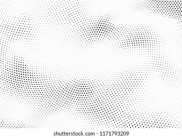 Abstract halftone wave dotted background. Halftone twisted grunge pattern, dot, circle.  Vector modern optical halftone pop art texture for poster, business card, cover, label mock-up, sticker layout