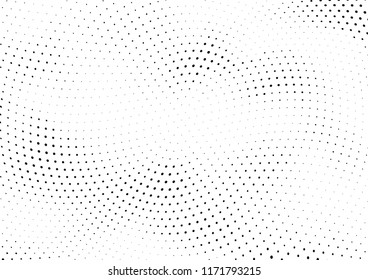 Abstract halftone wave dotted background. Halftone twisted grunge pattern, dot, circle.  Vector modern optical halftone pop art texture for poster, business card, cover, label mock-up, sticker layout