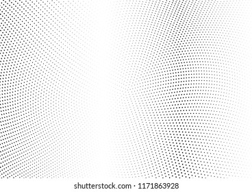 Abstract halftone wave dotted background. Halftone twisted grunge pattern, dot, circle.  Vector modern optical halftone pop art texture for poster, business card, cover, label mock-up, sticker layout