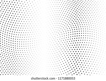 Abstract halftone wave dotted background. Halftone twisted grunge pattern, dot, circle.  Vector modern optical halftone pop art texture for poster, business card, cover, label mock-up, sticker layout