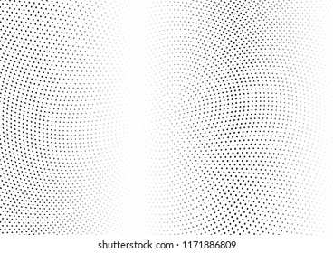 Abstract halftone wave dotted background. Halftone twisted grunge pattern, dot, circle.  Vector modern optical halftone pop art texture for poster, business card, cover, label mock-up, sticker layout