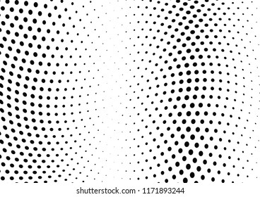 Abstract halftone wave dotted background. Halftone twisted grunge pattern, dot, circle.  Vector modern optical halftone pop art texture for poster, business card, cover, label mock-up, sticker layout