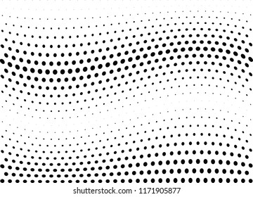 Abstract halftone wave dotted background. Halftone twisted grunge pattern, dot, circle.  Vector modern optical halftone pop art texture for poster, business card, cover, label mock-up, sticker layout