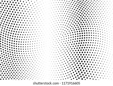 Abstract halftone wave dotted background. Halftone twisted grunge pattern, dot, circle.  Vector modern optical halftone pop art texture for poster, business card, cover, label mock-up, sticker layout