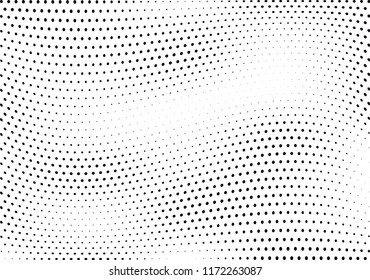 Abstract halftone wave dotted background. Halftone twisted grunge pattern, dot, circle.  Vector modern optical halftone pop art texture for poster, business card, cover, label mock-up, sticker layout