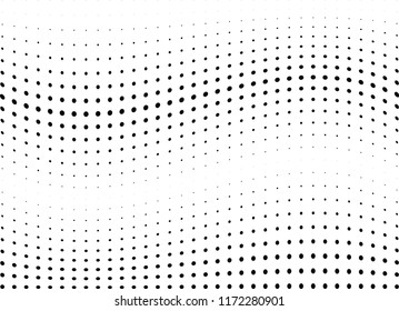 Abstract halftone wave dotted background. Halftone twisted grunge pattern, dot, circle.  Vector modern optical halftone pop art texture for poster, business card, cover, label mock-up, sticker layout