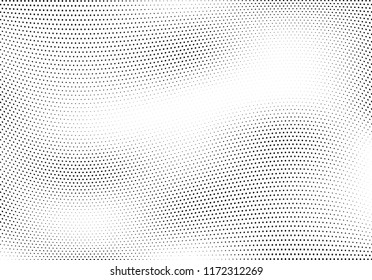 Abstract halftone wave dotted background. Halftone twisted grunge pattern, dot, circle.  Vector modern optical halftone pop art texture for poster, business card, cover, label mock-up, sticker layout