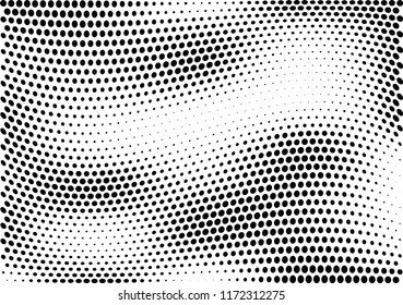 Abstract halftone wave dotted background. Halftone twisted grunge pattern, dot, circle.  Vector modern optical halftone pop art texture for poster, business card, cover, label mock-up, sticker layout