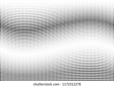 Abstract halftone wave dotted background. Halftone twisted grunge pattern, dot, circle.  Vector modern optical halftone pop art texture for poster, business card, cover, label mock-up, sticker layout