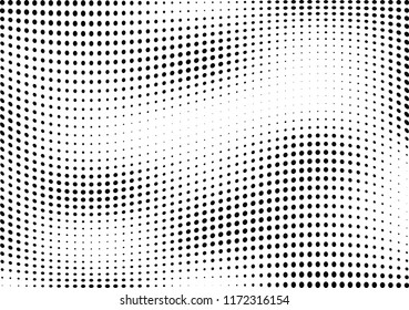 Abstract halftone wave dotted background. Halftone twisted grunge pattern, dot, circle.  Vector modern optical halftone pop art texture for poster, business card, cover, label mock-up, sticker layout