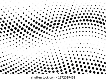 Abstract halftone wave dotted background. Halftone twisted grunge pattern, dot, circle.  Vector modern optical halftone pop art texture for poster, business card, cover, label mock-up, sticker layout