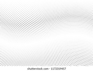 Abstract halftone wave dotted background. Halftone twisted grunge pattern, dot, circle.  Vector modern optical halftone pop art texture for poster, business card, cover, label mock-up, sticker layout