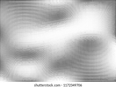 Abstract halftone wave dotted background. Halftone twisted grunge pattern, dot, circle.  Vector modern optical halftone pop art texture for poster, business card, cover, label mock-up, sticker layout