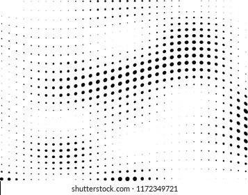 Abstract halftone wave dotted background. Halftone twisted grunge pattern, dot, circle.  Vector modern optical halftone pop art texture for poster, business card, cover, label mock-up, sticker layout