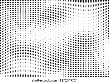 Abstract halftone wave dotted background. Halftone twisted grunge pattern, dot, circle.  Vector modern optical halftone pop art texture for poster, business card, cover, label mock-up, sticker layout