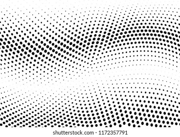 Abstract halftone wave dotted background. Halftone twisted grunge pattern, dot, circle.  Vector modern optical halftone pop art texture for poster, business card, cover, label mock-up, sticker layout