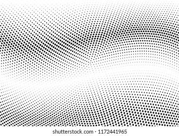 Abstract halftone wave dotted background. Halftone twisted grunge pattern, dot, circle.  Vector modern optical halftone pop art texture for poster, business card, cover, label mock-up, sticker layout