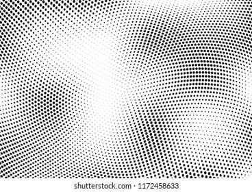 Abstract halftone wave dotted background. Halftone twisted grunge pattern, dot, circle.  Vector modern optical halftone pop art texture for poster, business card, cover, label mock-up, sticker layout