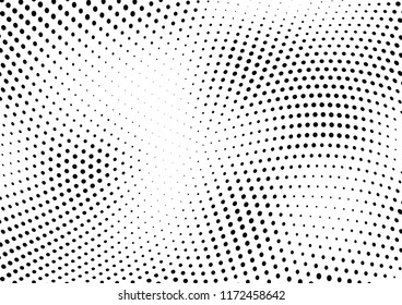 Abstract halftone wave dotted background. Halftone twisted grunge pattern, dot, circle.  Vector modern optical halftone pop art texture for poster, business card, cover, label mock-up, sticker layout