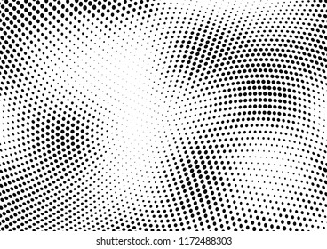 Abstract halftone wave dotted background. Halftone twisted grunge pattern, dot, circle.  Vector modern optical halftone pop art texture for poster, business card, cover, label mock-up, sticker layout