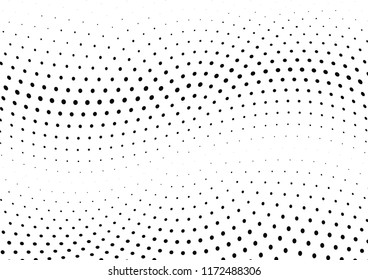 Abstract halftone wave dotted background. Halftone twisted grunge pattern, dot, circle.  Vector modern optical halftone pop art texture for poster, business card, cover, label mock-up, sticker layout