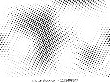 Abstract halftone wave dotted background. Halftone twisted grunge pattern, dot, circle.  Vector modern optical halftone pop art texture for poster, business card, cover, label mock-up, sticker layout