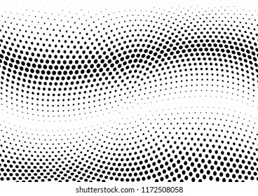 Abstract halftone wave dotted background. Halftone twisted grunge pattern, dot, circle.  Vector modern optical halftone pop art texture for poster, business card, cover, label mock-up, sticker layout