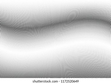 Abstract halftone wave dotted background. Halftone twisted grunge pattern, dot, circle.  Vector modern optical halftone pop art texture for poster, business card, cover, label mock-up, sticker layout