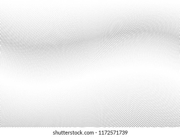 Abstract halftone wave dotted background. Halftone twisted grunge pattern, dot, circle.  Vector modern optical halftone pop art texture for poster, business card, cover, label mock-up, sticker layout
