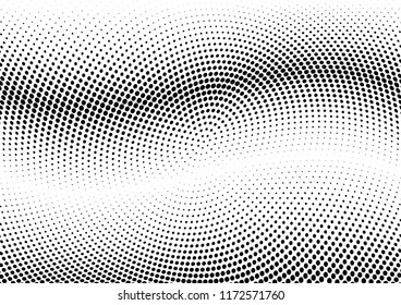 Abstract halftone wave dotted background. Halftone twisted grunge pattern, dot, circle.  Vector modern optical halftone pop art texture for poster, business card, cover, label mock-up, sticker layout
